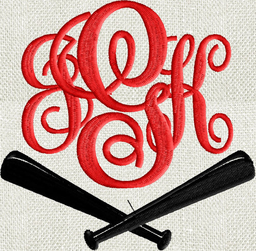 Baseball Bats LARGE Font Frame Monogram Design -Font not included - EMBROIDERY DESIGN FILE
