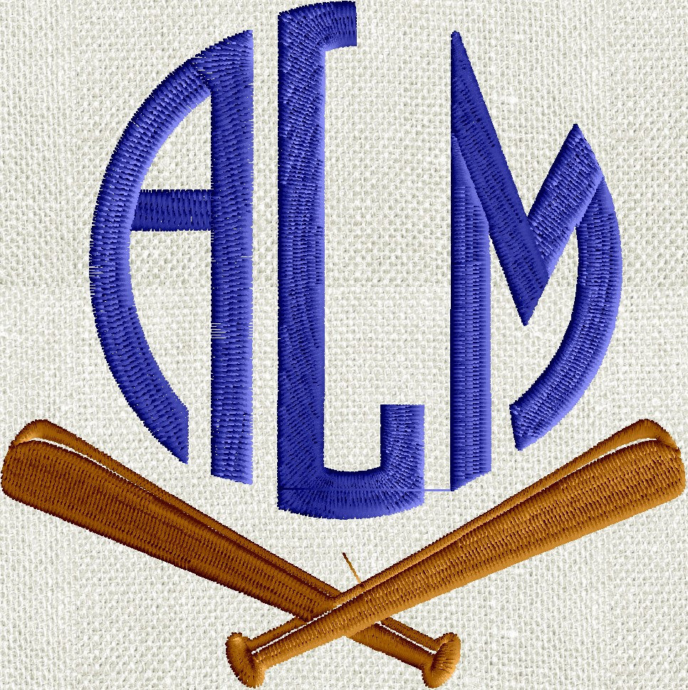 Baseball Bats Font Frame Monogram Design -Font not included - EMBROIDERY DESIGN FILE