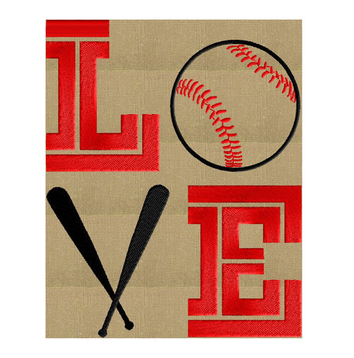 Love - Baseball - EMBROIDERY DESIGN FILE - Instant download Embroidery Design