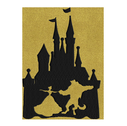 Princess castle silhouette Beauty & the Beast EMBROIDERY DESIGN FILE Instant download Exp Dst Hus Jef Pes VP3 Exp formats 2 sizes