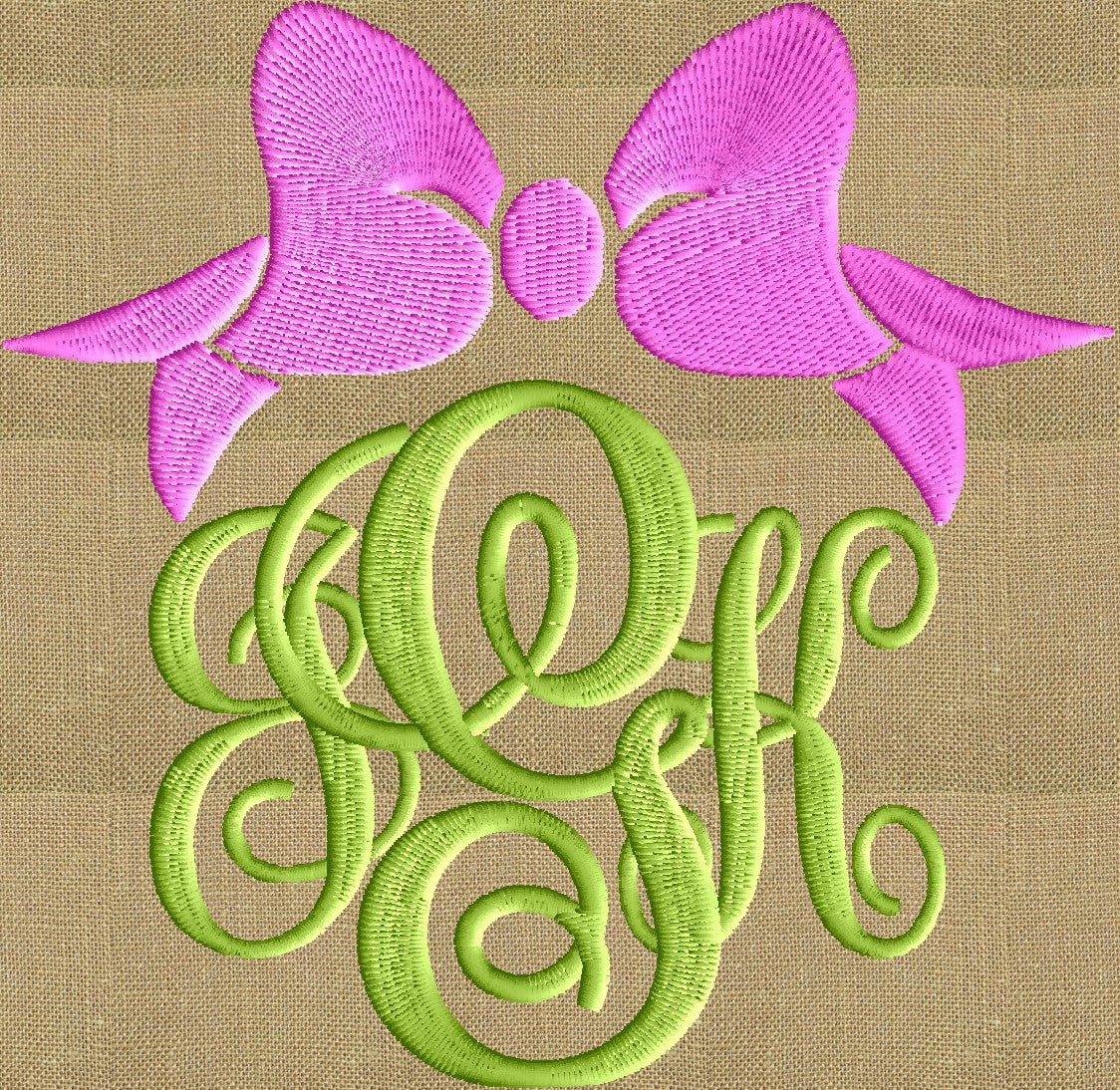 Bow Font Frame Monogram Embroidery Design - Font not included - Instant download