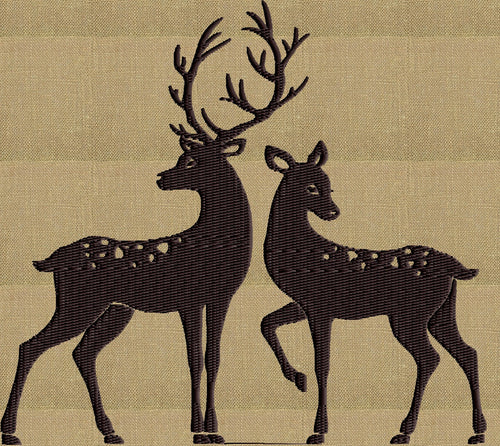 Buck and Doe Deer - Embroidery Design Embroidery DESIGN FILE - Instant download - 2 sizes - 1 color - Dst Hus Jef Pes Exp Vp3 formats