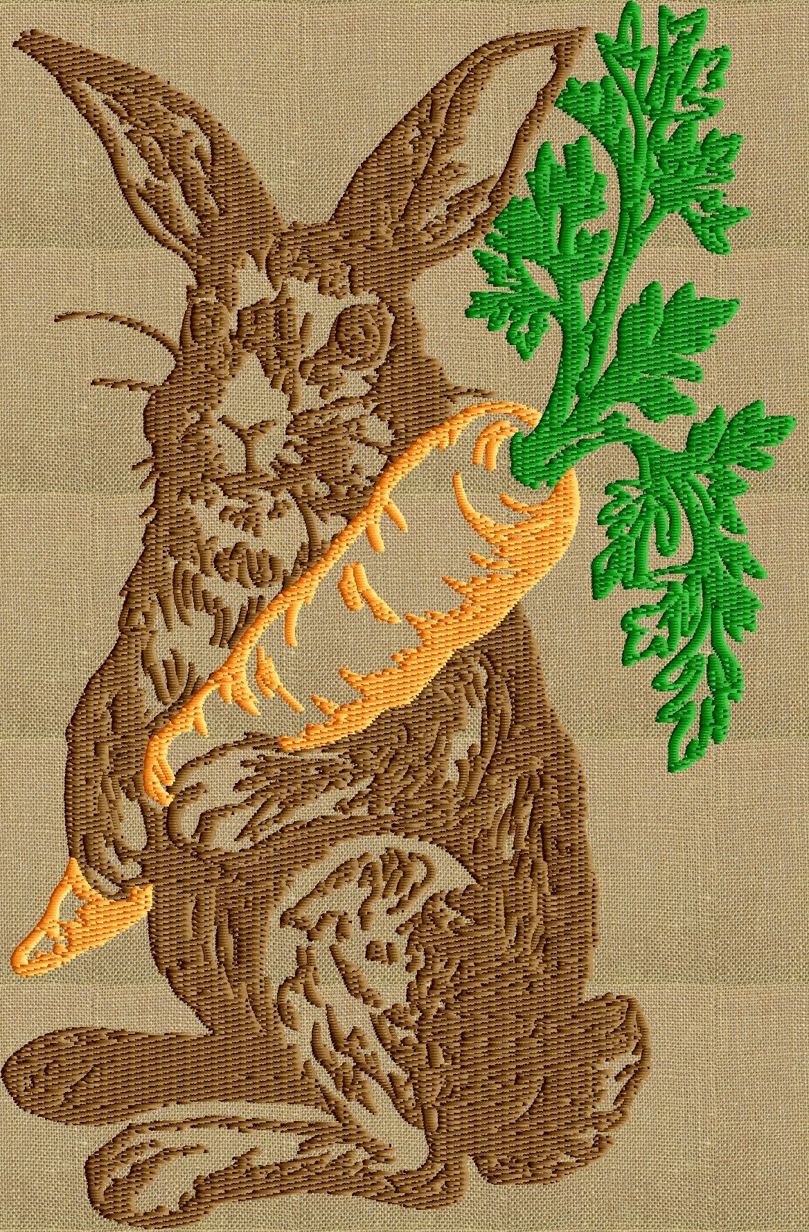 Bunny with Carrot - Easter - Embroidery Design Embroidery DESIGN FILE Instant download 2 sizes and 3 colors - Hus Dst Jef Pes Exp Vp3