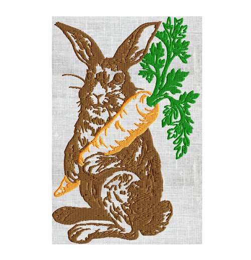 Bunny with Carrot - Easter - Embroidery Design Embroidery DESIGN FILE Instant download 2 sizes and 3 colors - Hus Dst Jef Pes Exp Vp3