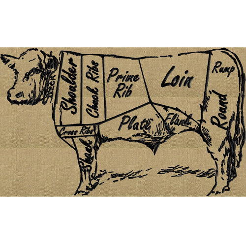 Butcher Chart Cow Bovine Beef - Embroidery Design Embroidery Design File 1 color and 2 sizes.