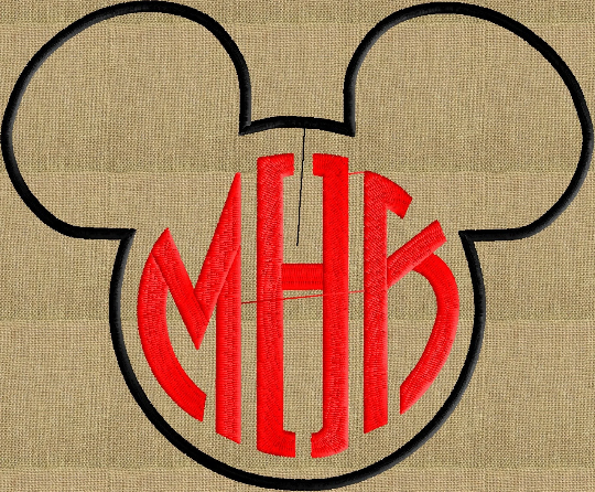 Mickey Font Frame Monogram Embroidery Design - Font not included - 2 sizes - Instant download - Hus Dst Exp Vp3 Jef Pes