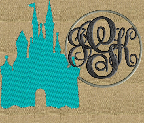 Castle Font Frame Monogram Embroidery Design - Font not included - 2 sizes - Instant download - Hus Dst Exp Vp3 Jef Pes