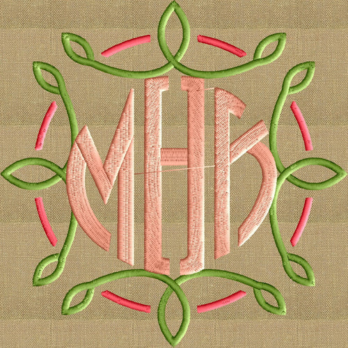Leaf Circle Font Frame Monogram Design -Font not included - EMBROIDERY DESIGN FILE - Instant download - Hus Dst Exp Jef Pes formats