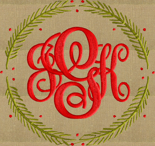 Circle Laurel Frame Monogram -Font not included - EMBROIDERY DESIGN - Instant download 2 sizes Vp3 Hus Dst Exp Jef Pes file formats