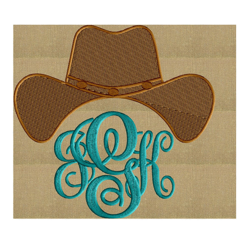 Cowboy Hat Font Frame Monogram Design -Font not included - EMBROIDERY DESIGN FILE - Instant download - Vp3 Hus Dst Exp Jef Pes formats