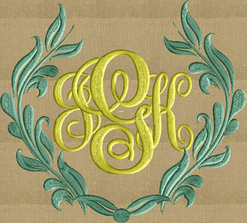 Damask Scroll Font Frame Monogram Design - Easter -Font not included- EMBROIDERY DESIGN FILE - Instant download - Hus Dst Exp Jef Pes formats