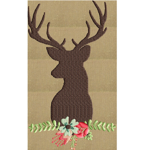 Deer with Flowers - EMBROIDERY DESIGN - Instant download animals