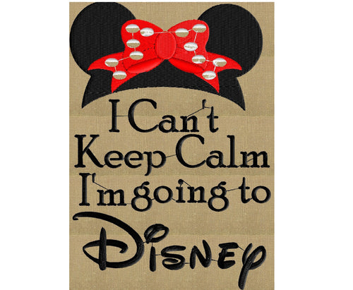 Minnie Bow "I Can't Keep Calm" Embroidery Design - Font not included - LARGER HOOPS ONLY - Instant download - Dst Exp Vp3 Jef Pes