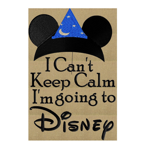 Mickey "I Can't Keep Calm" Embroidery Design - Font not included - LARGER HOOPS ONLY - Instant download - Dst Exp Vp3 Jef Pes