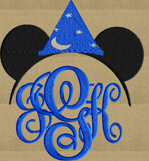Mickey Sorcerer Hat Font Frame Monogram Embroidery Design - Font not included - LARGER FRAMES ONLY - Instant download - Dst Exp Vp3 Jef Pes