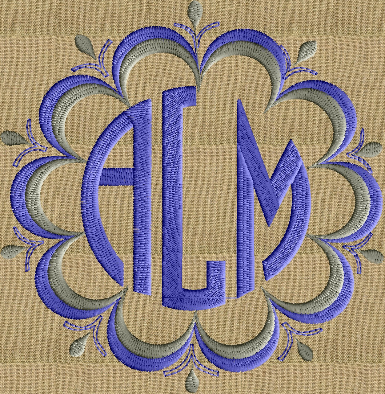 Double Scalloped Font Frame Monogram Embroidery Design Font not included - 2 sizes - Instant download Hus Dst Exp Vp3 Jef Pes