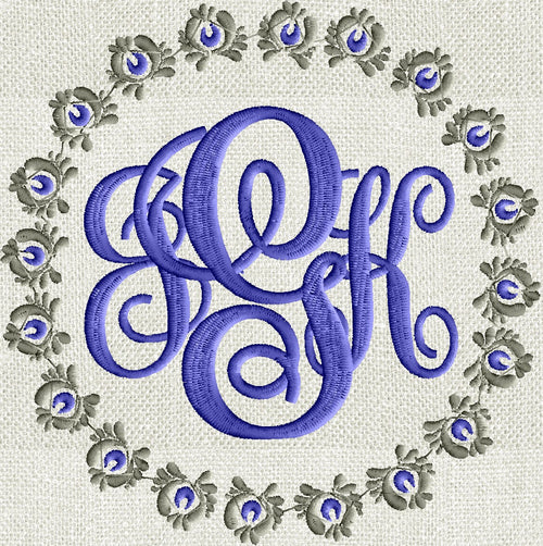 Dutch Rosebud Font Frame Monogram Embroidery Design Font not included - 2 sizes - Instant download Hus Dst Exp Vp3 Jef Pes