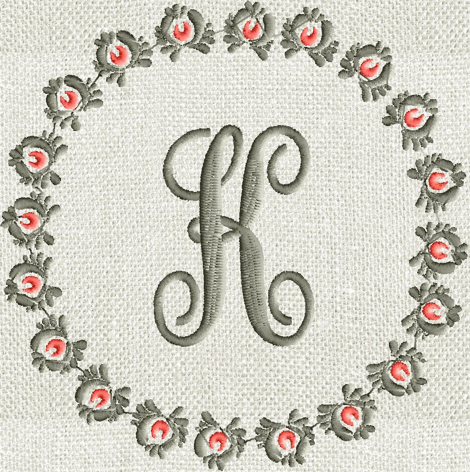 Dutch Rosebud Font Frame Monogram Embroidery Design Font not included - 2 sizes - Instant download Hus Dst Exp Vp3 Jef Pes