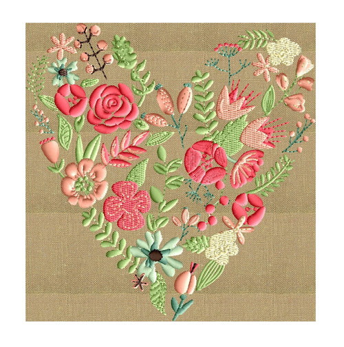 Floral Heart Embroidery Design - EMBROIDERY DESIGN FILE