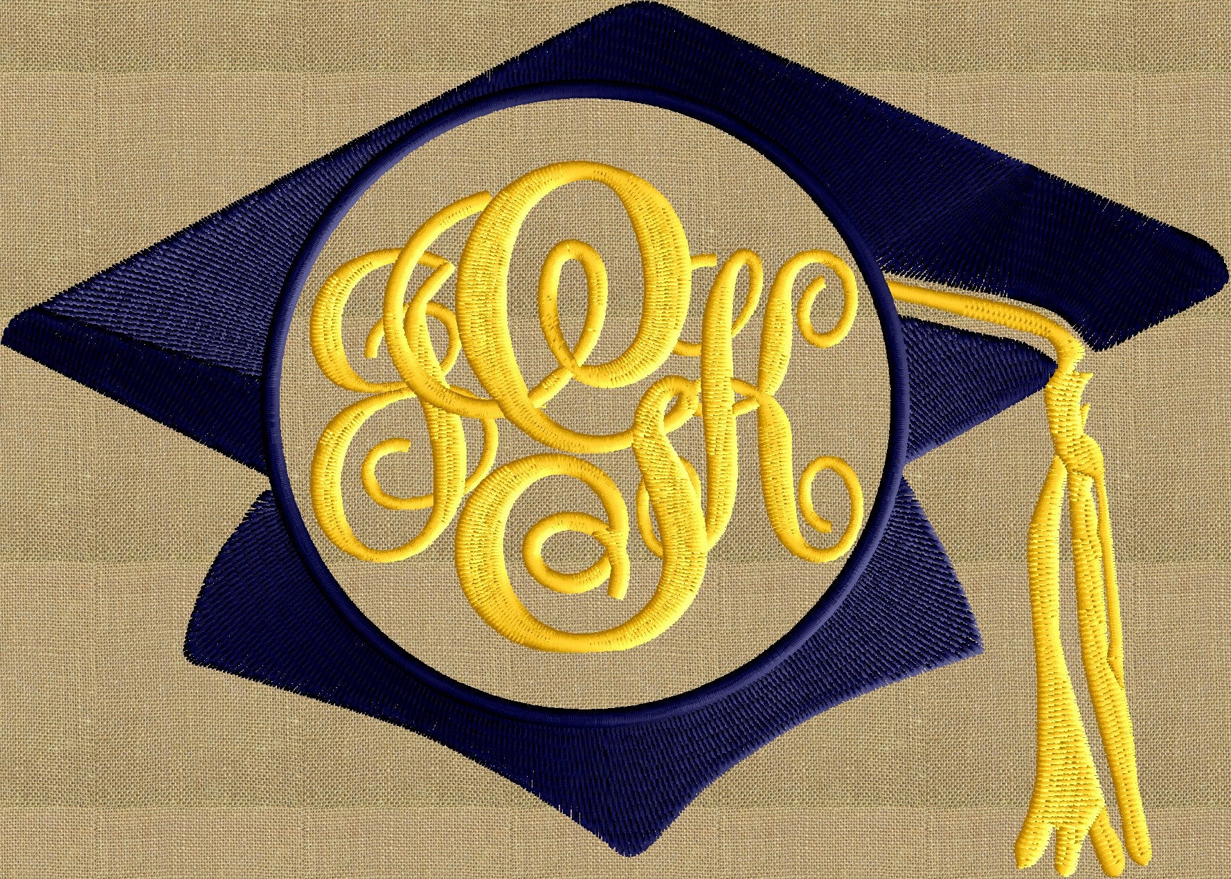 Graduation Cap Hat 2016 Frame Monogram Design -Font not included - EMBROIDERY DESIGN FILE - Instant download - Hus Dst Exp Jef Pes formats