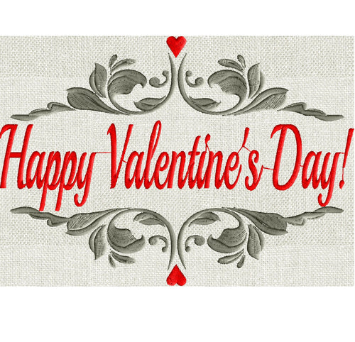 Happy Valentines Day - EMBROIDERY DESIGN FILE- Instant download - Exp Hus Jef Vp3 Pes Dst formats - 2 sizes