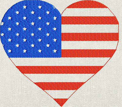Heart American Flag Patriotic - Memorial Day - 4th of July Welcome home - Embroidery DESIGN FILE