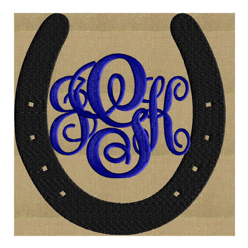 Horseshoe Font Frame Monogram Embroidery Design -Font not included - EMBROIDERY DESIGN FILE - Instant download - Vp3 Dst Exp Jef Pes formats