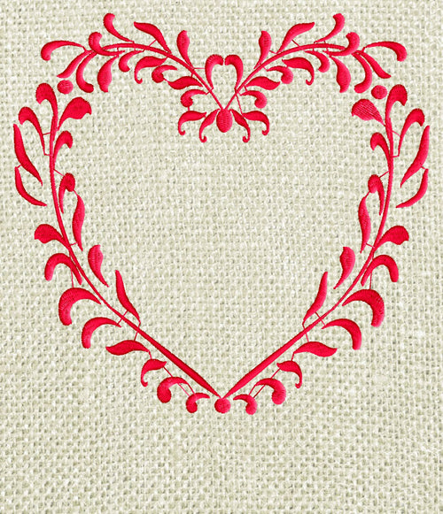 Leaf Scroll Heart Wreath Design - Welcome