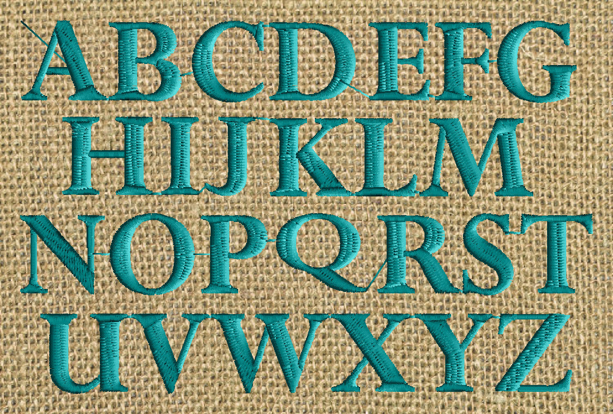 Southbay Monogram Font Embroidery File - 26 Letters - 2 sizes 2.5" & 1.5" EMBROIDERY DESIGN FILE
