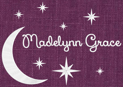 Moon & Stars Font Frame Monogram Embroidery Design - Font not included - EMBROIDERY DESIGN FILE - Instant download - Dst Hus Jef Pes formats