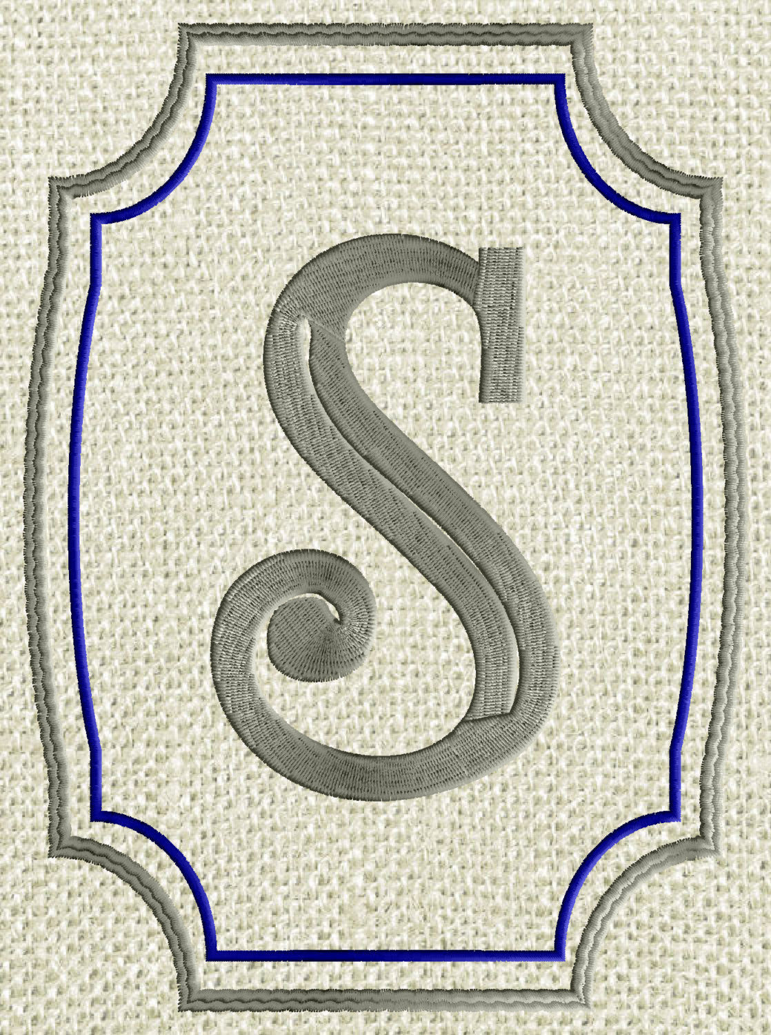 Fluted Badge Font Frame Monogram Embroidery Design -Font not included - EMBROIDERY DESIGN FILE - Instant download - Dst Hus Jef Pes formats
