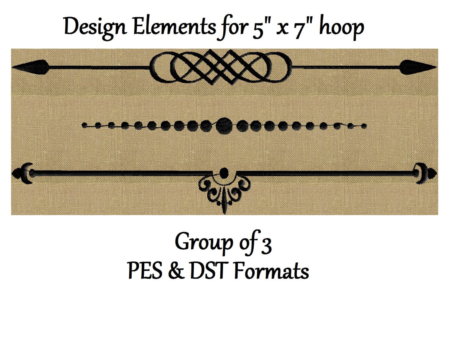 Design Elements frames - Scrolls Squiggles Dots Lines - Set of 3 - EMBROIDERY DESIGN FILE - Instant download - Dst Pes formats