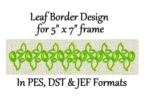 Leaf Border Design Element - EMBROIDERY DESIGN FILE - Instant download - Dst Pes Jef formats