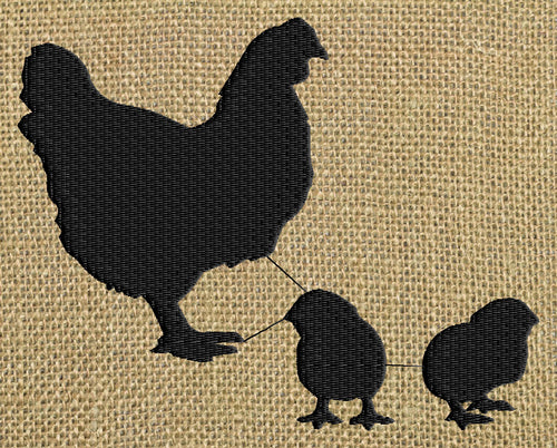 Hen & Chicks Silhouette - Embroidery Design Embroidery DESIGN FILE - Instant download - animals