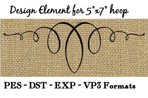 Scroll Squiggle Design Element - EMBROIDERY DESIGN FILE - Instant download - Dst Pes Vp3 Exp formats