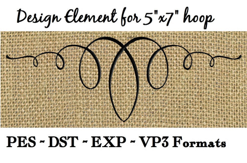 Scroll Squiggle Design Element - EMBROIDERY DESIGN FILE - Instant download - Dst Pes Vp3 Exp formats