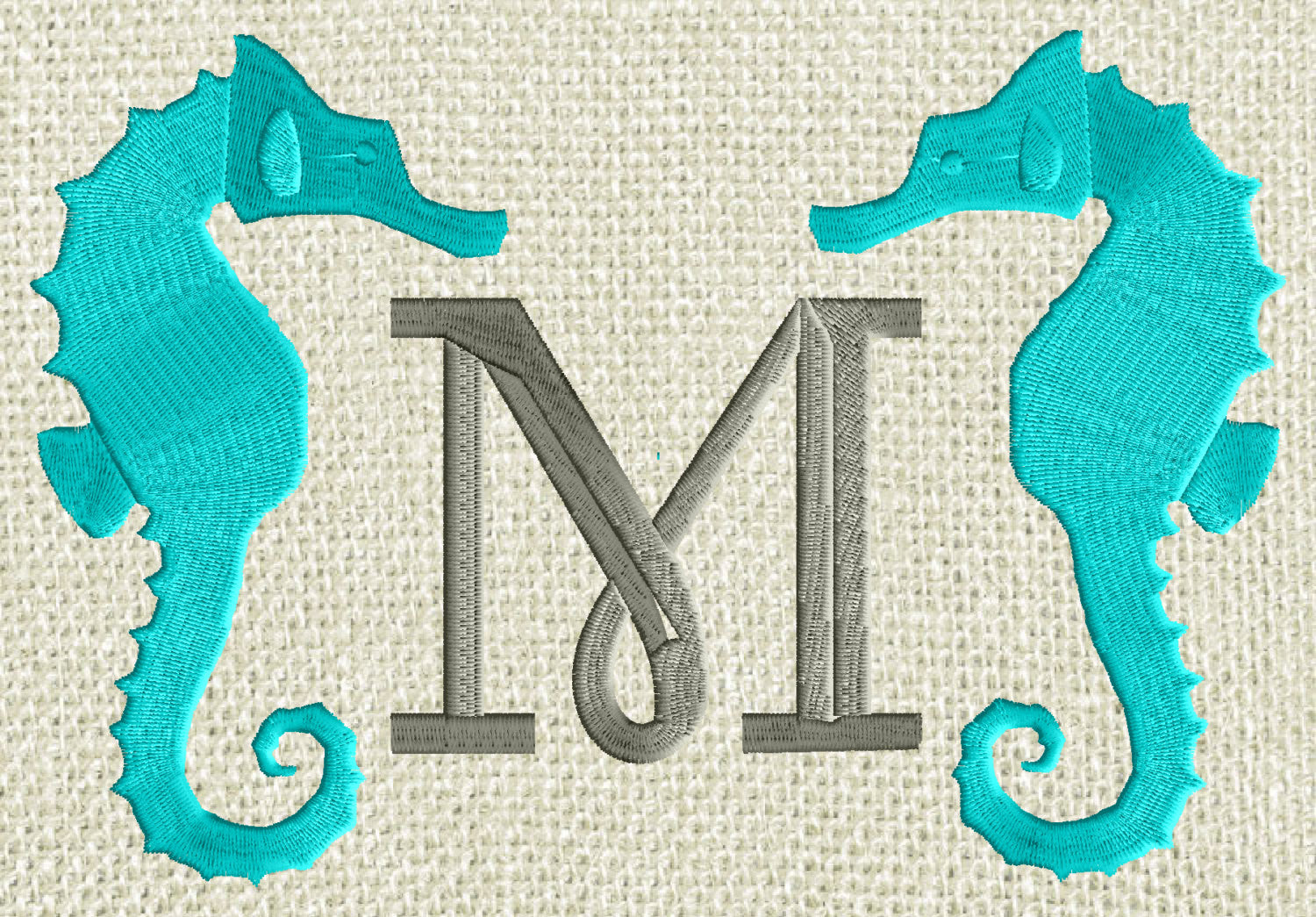 Seahorse Font Frame Monogram Embroidery Design -Font not included- EMBROIDERY DESIGN FILE -Instant download- Dst Hus Jef Pes Exp Vp3 formats