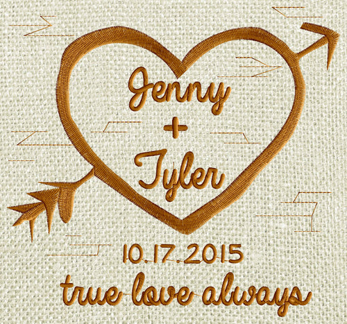 Font Frame Birch Tree Heart Design  - Valentines day Heart and home Embroidery Design File single color. Design files are both with and without the Plus sign included - FONT SOLD SEPARATELY & "true love always" as shown in photo 4 is not included.