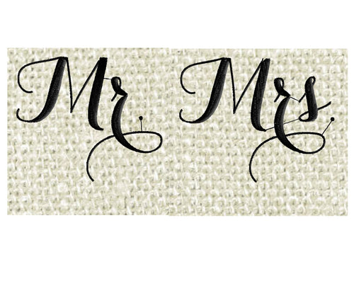 Wedding "Mr" and" Mrs" EMBROIDERY DESIGN FILE - Instant download
