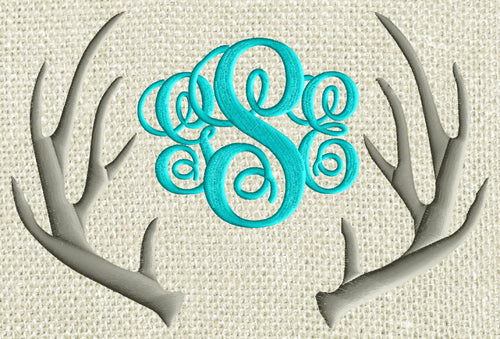A Antlers Font Frame Monogram -Font not included - EMBROIDERY DESIGN - Instant download