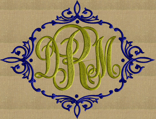 Diamond Scroll Font Frame Monogram Design -Font not included - EMBROIDERY DESIGN FILE - Instant download - Dst Exp Jef Pes formats