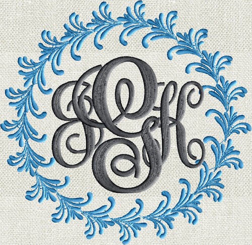 Feather Font Frame Monogram Embroidery Design - Font not included - LARGER FRAMES ONLY - Instant download - Dst Exp Vp3 Jef Pes