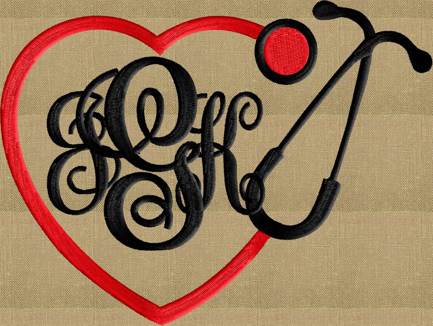 Stethoscope Heart Font Frame Monogram Design