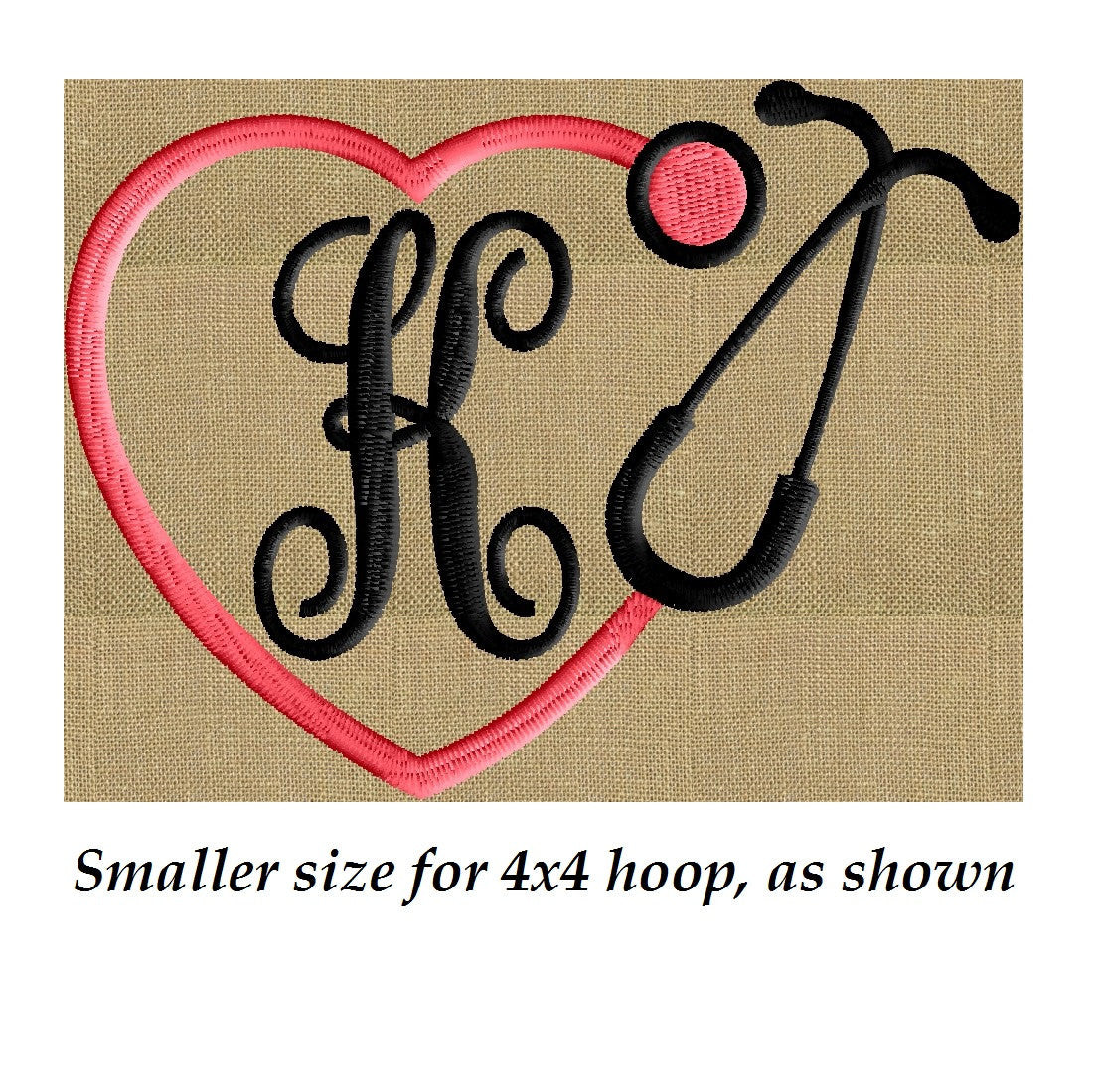 Stethoscope Heart Font Frame Monogram Design – StitchElf