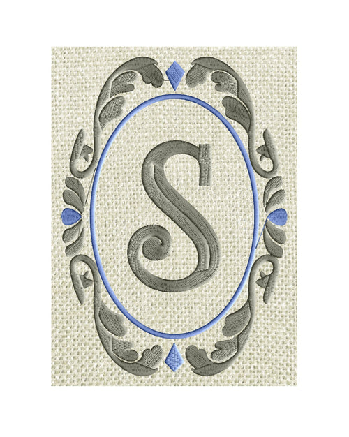 Damask Font Frame Monogram Embroidery Design - Font not included - EMBROIDERY DESIGN FILE - Instant download - Dst Hus Jef Pes formats