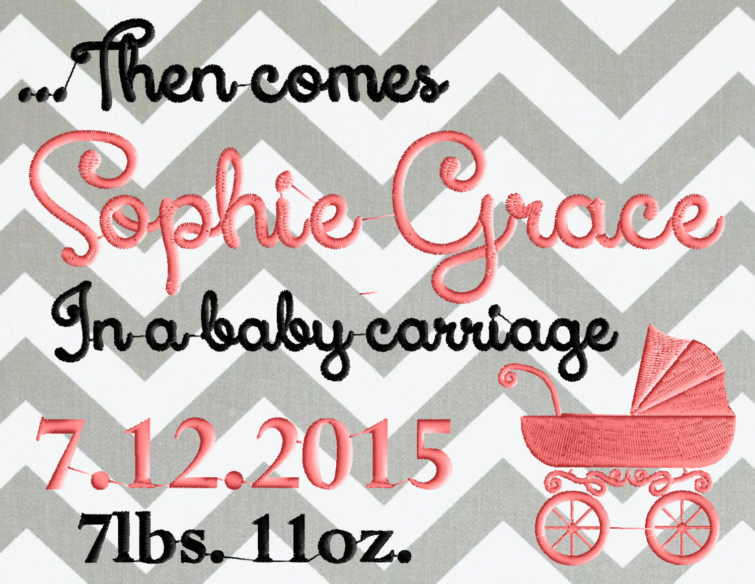 Baby Carriage Birth anouncement Font Frame Monogram - Font not included - EMBROIDERY DESIGN FILE