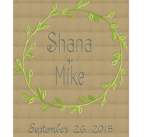 Leafy Wreath Font Frame for Monogram -Font not included - EMBROIDERY DESIGN FILE