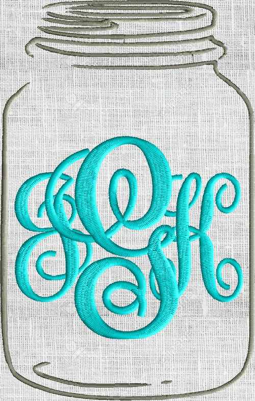 Mason Jar Frame Monogram -Font not included - EMBROIDERY DESIGN - Instant download 2 sizes Vp3 Hus Dst Exp Jef Pes file formats