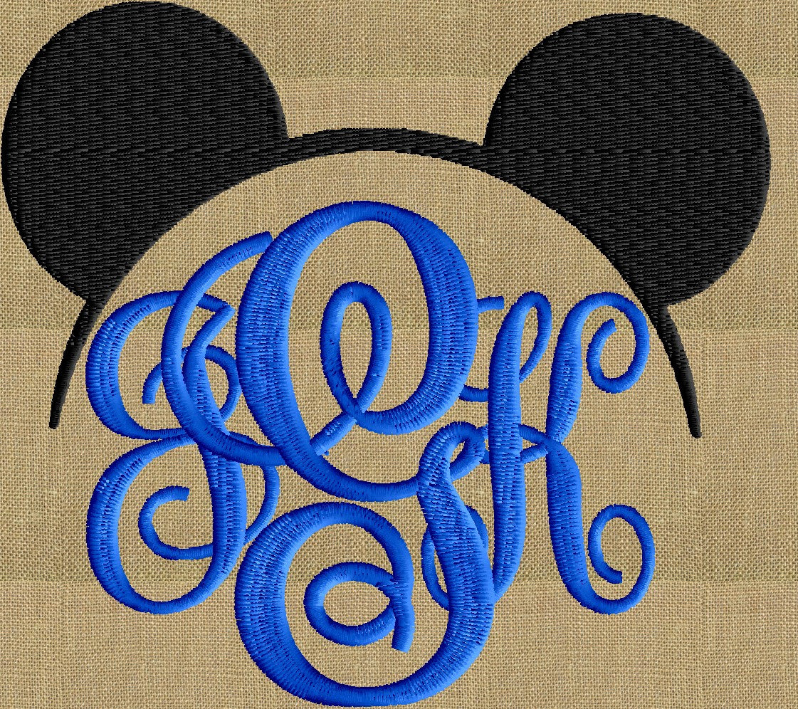 Mickey Font Frame Monogram Embroidery Design - Font not included - LARGER FRAMES ONLY - Instant download - Dst Exp Vp3 Jef Pes