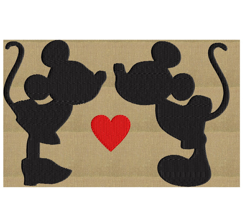 Mickey Minnie Kiss Embroidery Design - EMBROIDERY Design FILE - Instant download - 2 sizes - Dst Hus Jef Pes Vp3 Exp formats